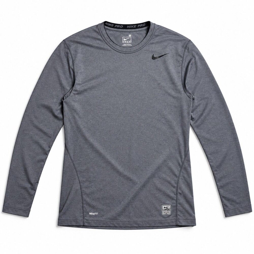 Nike Pro Team Long Sleeve Compression Shirt Gray M